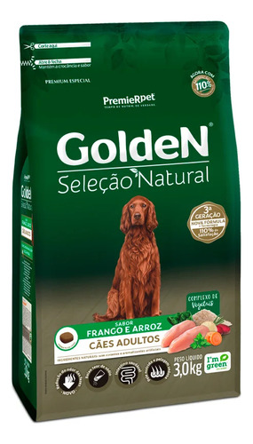 Ração Golden Seleção Natural Para Cães Adultos 3kg