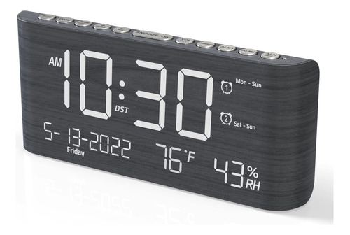 Reloj Despertador Digital De Madera Con Alarma Doble, Modo D