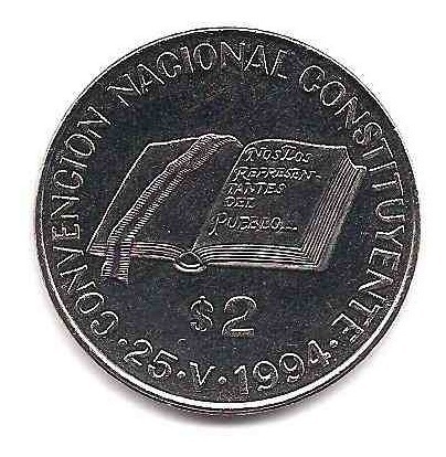 Moneda Argentina Convencion Constituyente 2 Pesos Año 1994