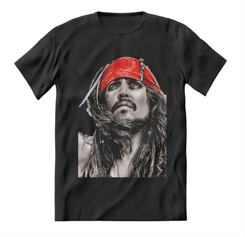 comprar Remera Negra Jack Sparrow Johnny Depp 100% Algodón Dtg 03