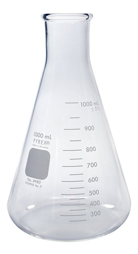 Imagen 1 de 1 de Matraz Erlenmeyer Boca Angosta 1 Lto Pyrex