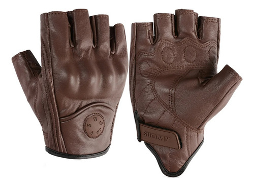 Guantes Sin Dedos Motociclista Cuero Hombre Moto Gloves