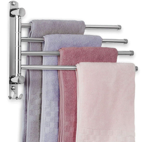Imagen 1 de 10 de Colgador De Toalla Acero Inoxidable 4 Brazos 180 Grados Baño