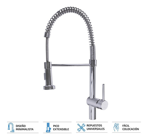 Imagen 2 de 9 de Griferia Extensible Para Cocina Canilla Monocomando Flexible