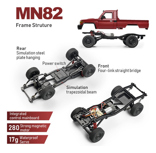 Coche Rc 1/12 Mn82 Crawler 4x4 280 Fuerte Motor 2.4ghz