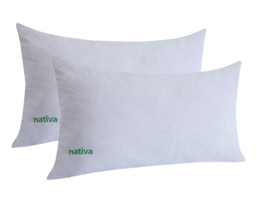 2 Almohadas Nativas Hoteleras Efecto Pluma 80x40 Color Blanco