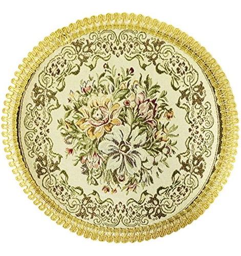 Wrapables Round Floral Placemat Floral Con Bordado De Oro 13