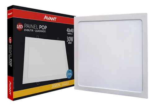 Kit 8x Painel Plafon Embutir 30w 40x40 Quadrado 3000k Cor Branco quente 110V/220V