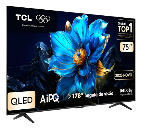 Smart Tv Tcl 75 Polegadas Qled 4k P7k Wifi Bluetooth Google Tv Hdr10+ Dolby Atmos Dolby Vision 75p7k