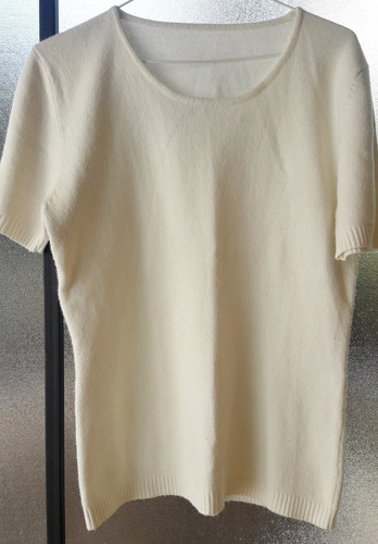 Pullover Entallado Blanco Lana Tipo Angora T Medium 