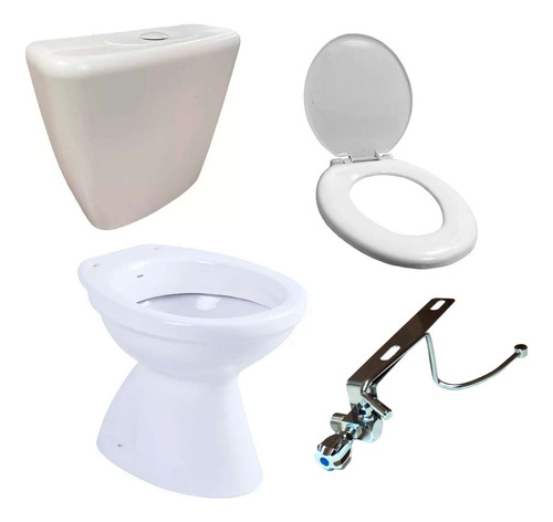 Combo Inodoro Roca Mochila Pvc Asiento Pvc + Bidet Italiana 