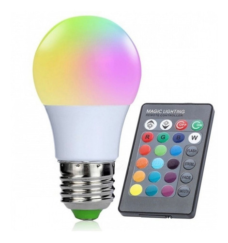 Imagen 8 de 8 de Lampara Foco Led 12w 16 Colores Control Remoto Luz Rgb
