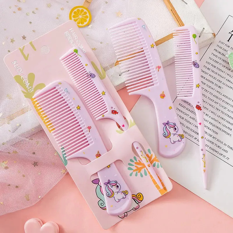 Kit Pente Infantil Penteado Cabelo Bebê Criança Colorido Rosa-claro