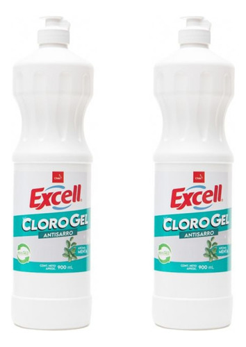 Cloro Gel Antisarro Aroma Menta 900ml Excell X 2unds