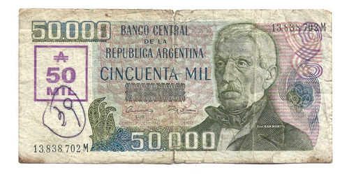 Liquido Billete De Argentina. 50.000 Australes Transitorio