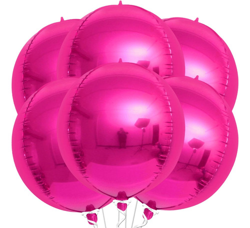 Globo 4d Orbiz Esférico Metalizado Fucsia X6 Unidades 