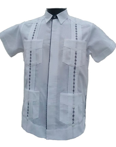 Guayabera De Lino 4 Bolsas Pespunte M/c Mayakim