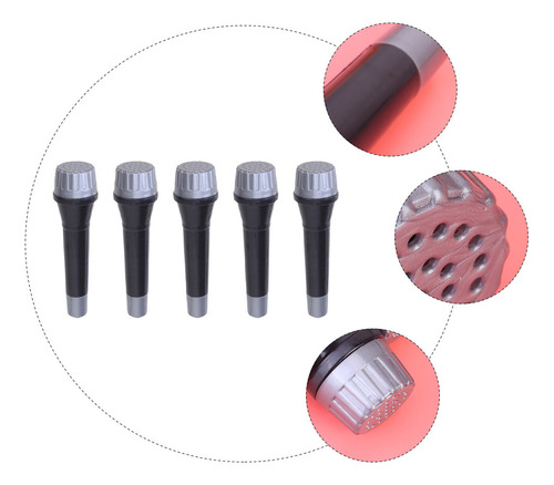 Micrófono De Simulación Negro, 5 Unidades, Juguetes Falsos P