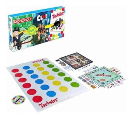 Set De 3 Juegos De Mesa Hasbro Monopoly, Clue Y Twister 