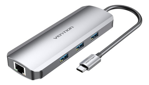 Hub Multipuerto Usb C 8 En 1 Hdmi 4k Usb 3.0 Rj45 Sd Vention