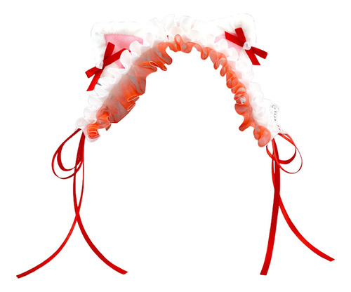 Diadema Con Orejas De Y Lazo, Diadema Para Actuaciones Rojo