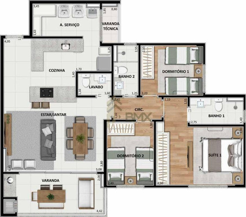Imagem 6 de 17 de Apartamento Com 3 Dormitórios À Venda, 138 M² Por R$ 1.105.644,63 - Água Verde - Curitiba/pr - Ap0915