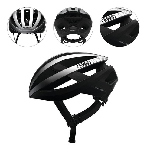 Capacete Abus Viantor Prata E Preto Ciclismo Bike Original