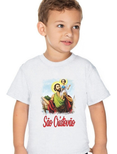 Camiseta Infantil São Cristovão Religiosa Católica