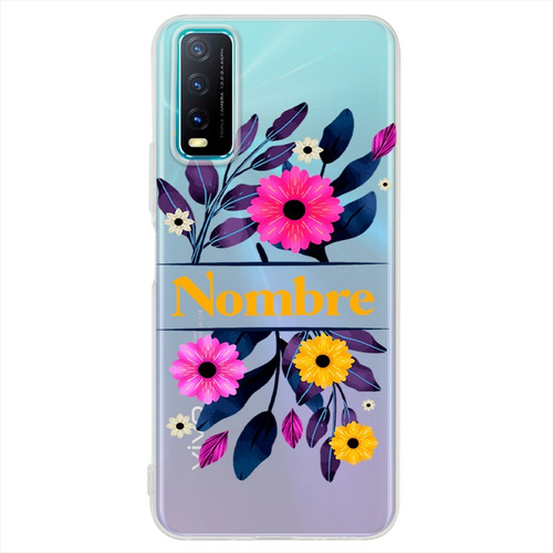 Funda Para Vivo Antigolpes Flores Personalizada Con Nombre