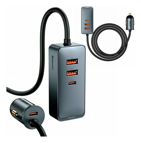 Cargador De Carro-extensión  120w Turbo Baseus 2usb-2 Tipoc