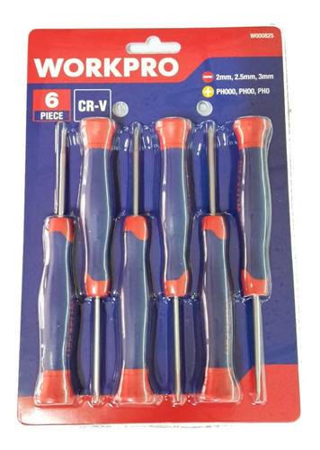 Juego 6 Destornilladores Vanadio Métricos Workpro W000825