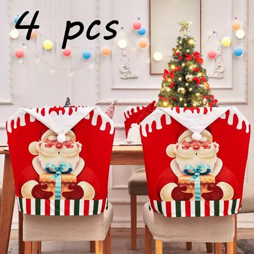 Funda De Silla De Muñeco De Nieve Navideño De 4 Piezas Para