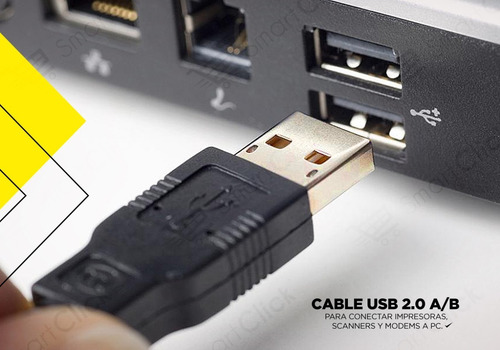 Imagen 7 de 10 de Cable Usb Impresora A B Para Hp Epson Multifuncion 1.8 Mts