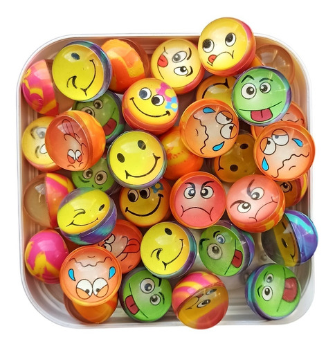 Bolinha Pula Pula Emoji Whatsapp Emoticon 27mm, Kit 50 Unid.