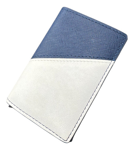 Tarjetero Inteligente Rfid Aluminio Con Cuero Sintético Azul Con Blanco