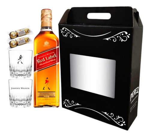 Kit Whisky Jhonnie Walker Red 750ml + Vasos - Pérez Tienda -