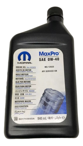 Aceite Nafta Cherokee Srt Max Pro 0w40 1 Litro Mopar