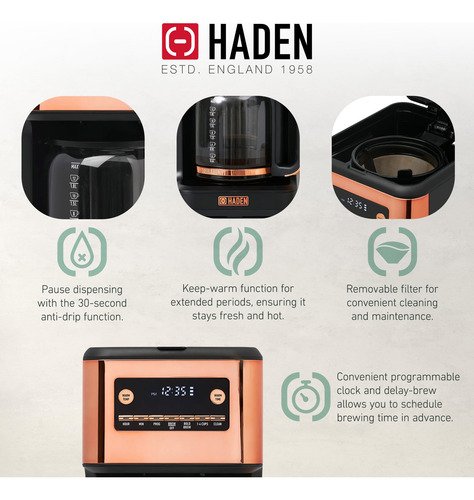 Haden Generous Brew Cafetera De 14 Tazas Con 120 Minutos