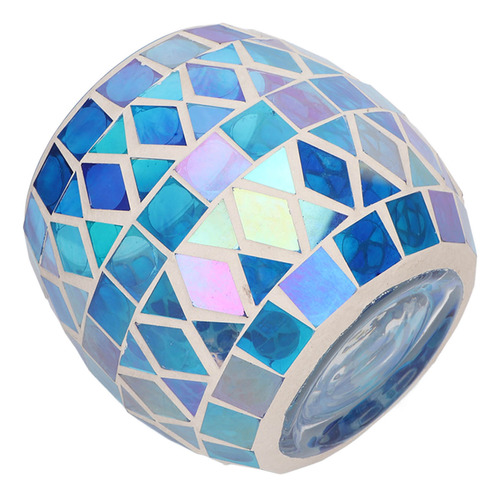 Candelabro De Cristal Con Diseño De Mosaico Morado Y Azul, R