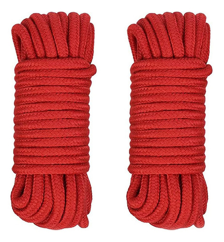 2 Cuerdas De Algodón Rojo, 8 Mm, Multiusos, Fuertes Y Suaves