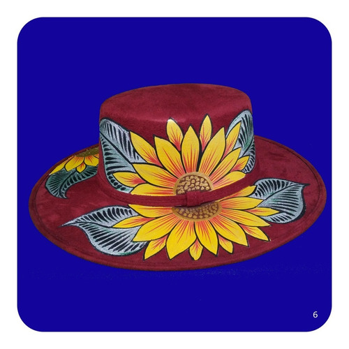 Imagen 3 de 5 de Elegante Sombrero Artesanal De Gamuza Pintado Mediano 1