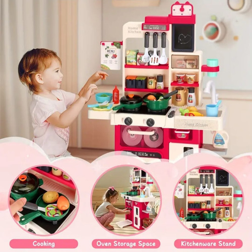Juego De Cocina Para Niños Con Luz Y Sonido Rojo