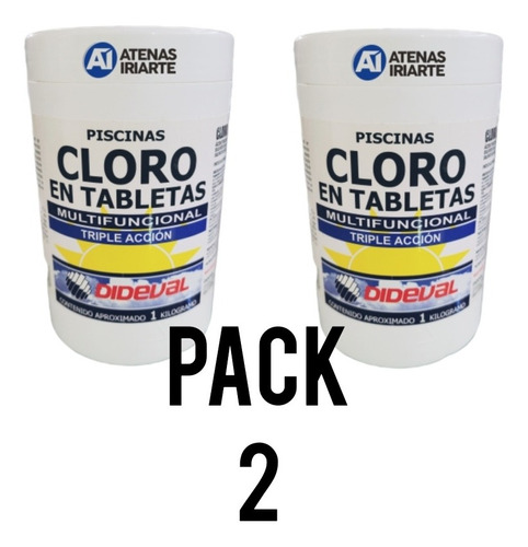 Cloro Tabletas Triple Acción Multifuncional 1kg Pack 2un