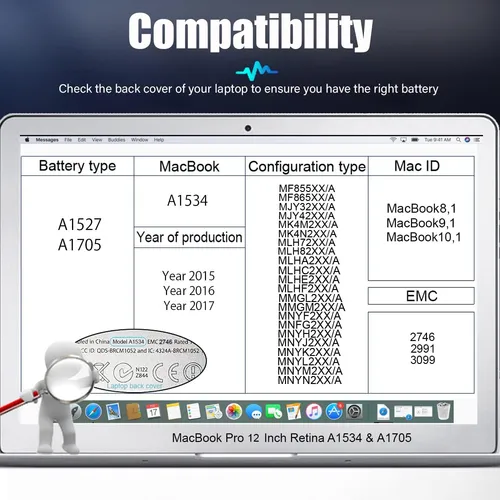 A1705 A1534 Macbook Battery A1527 For Macbook 12 Inch...