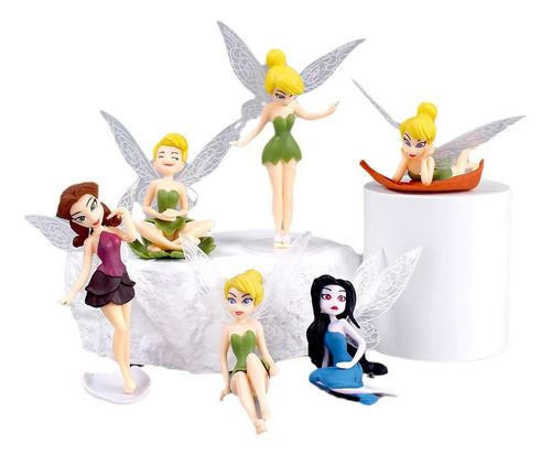 Kit 6 Miniaturas Fadas Disney Tinker Bell Rosetta Silvermist
