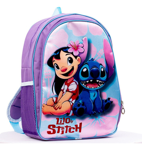 Mochila Feminina Infantil Juvenil Pequena Impermeável Cor Lilo Stitch