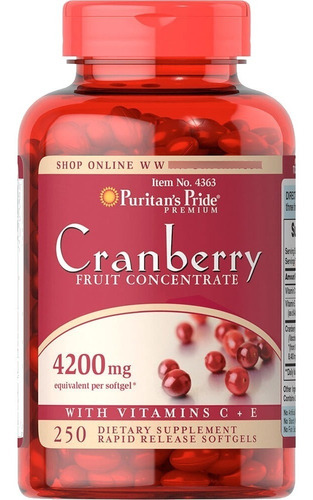 Imagen 3 de 5 de Cranberry 4200mg 250 Softgels, Puritan's Pride