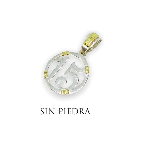 Imagen 3 de 10 de Cadena Con Dije 15 Años Plata Y Oro (d072)