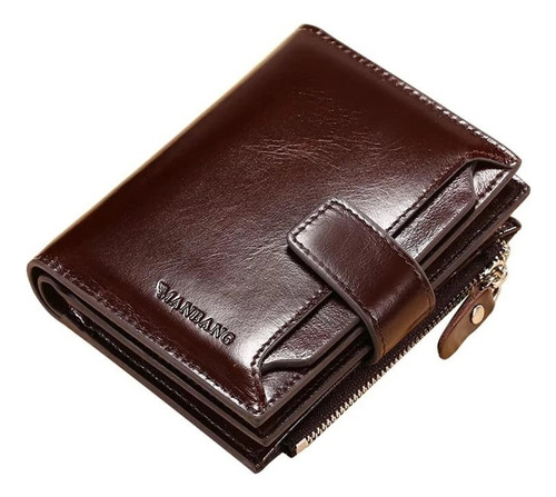 Carteira Couro Legitimo Manbang Com Fecho - Masculino