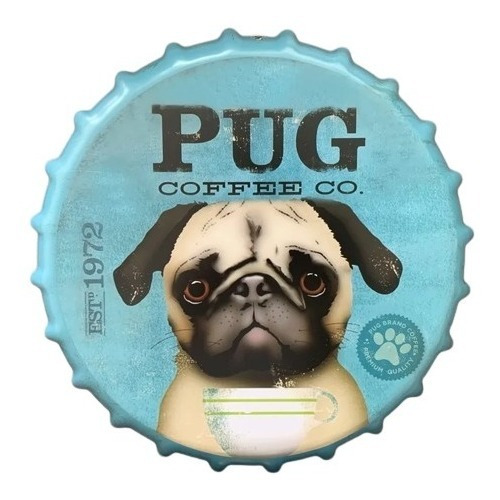 Cuadro Metalico Forma De Tapa Diseño Perro  Pug/ Runn